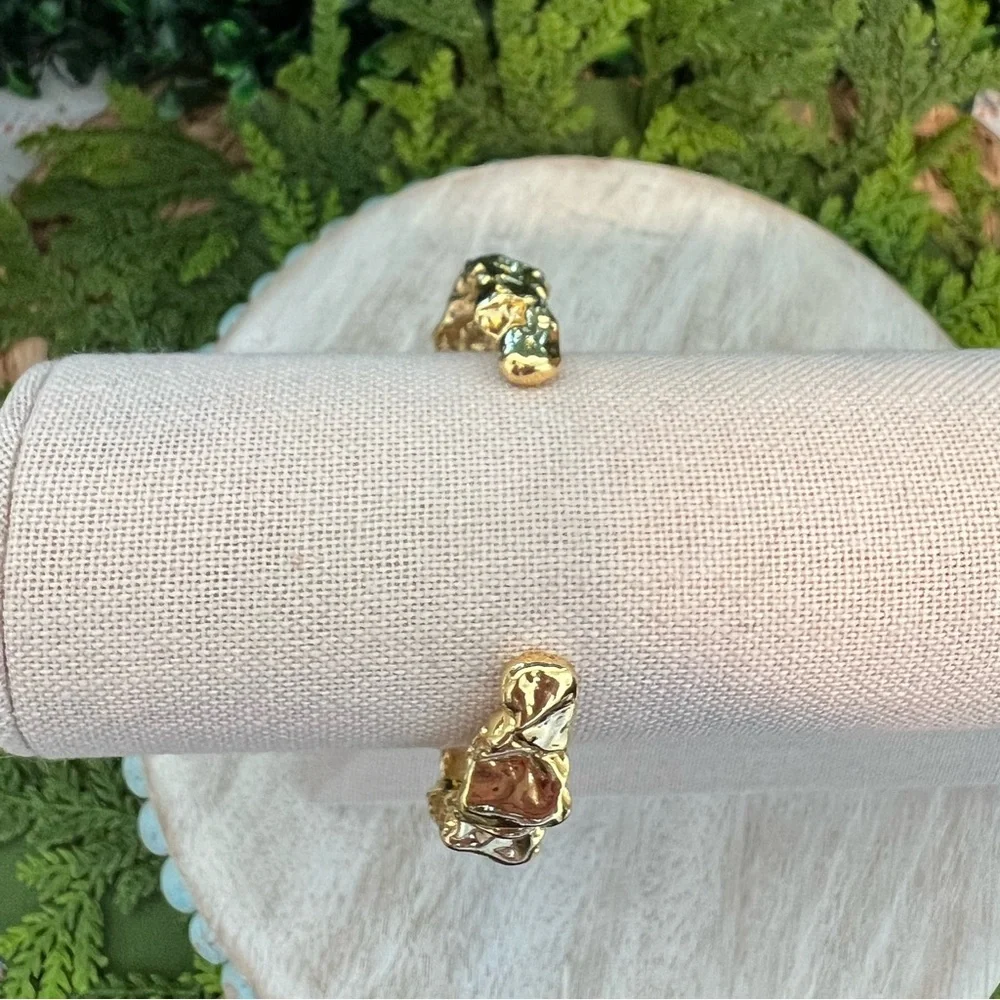 New Amber Sceats Emery Cuff Bracelet | Gold | Modern Textured | 24k Gold Plated